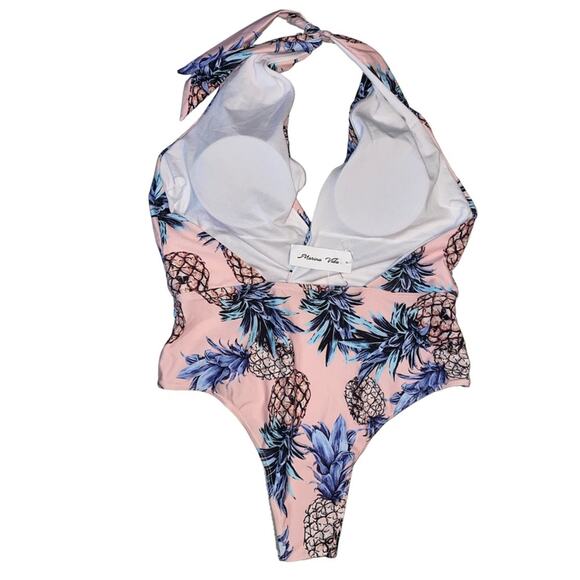 Marina Vida Pineapple Print Halter One-piece swimsuit XL New - Picture 5 of 8